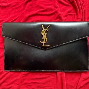 Yves Saint Laurent Black Leather Clutch Nero Soft Leather Pouch